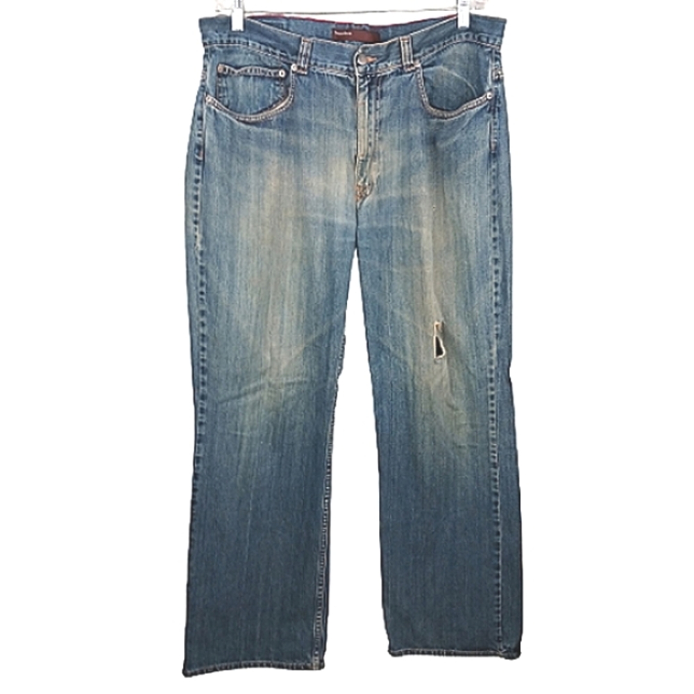 PERRY ELLIS Men's Jeans 38X32 Relaxed Distressed Comfortable Straight Leg
